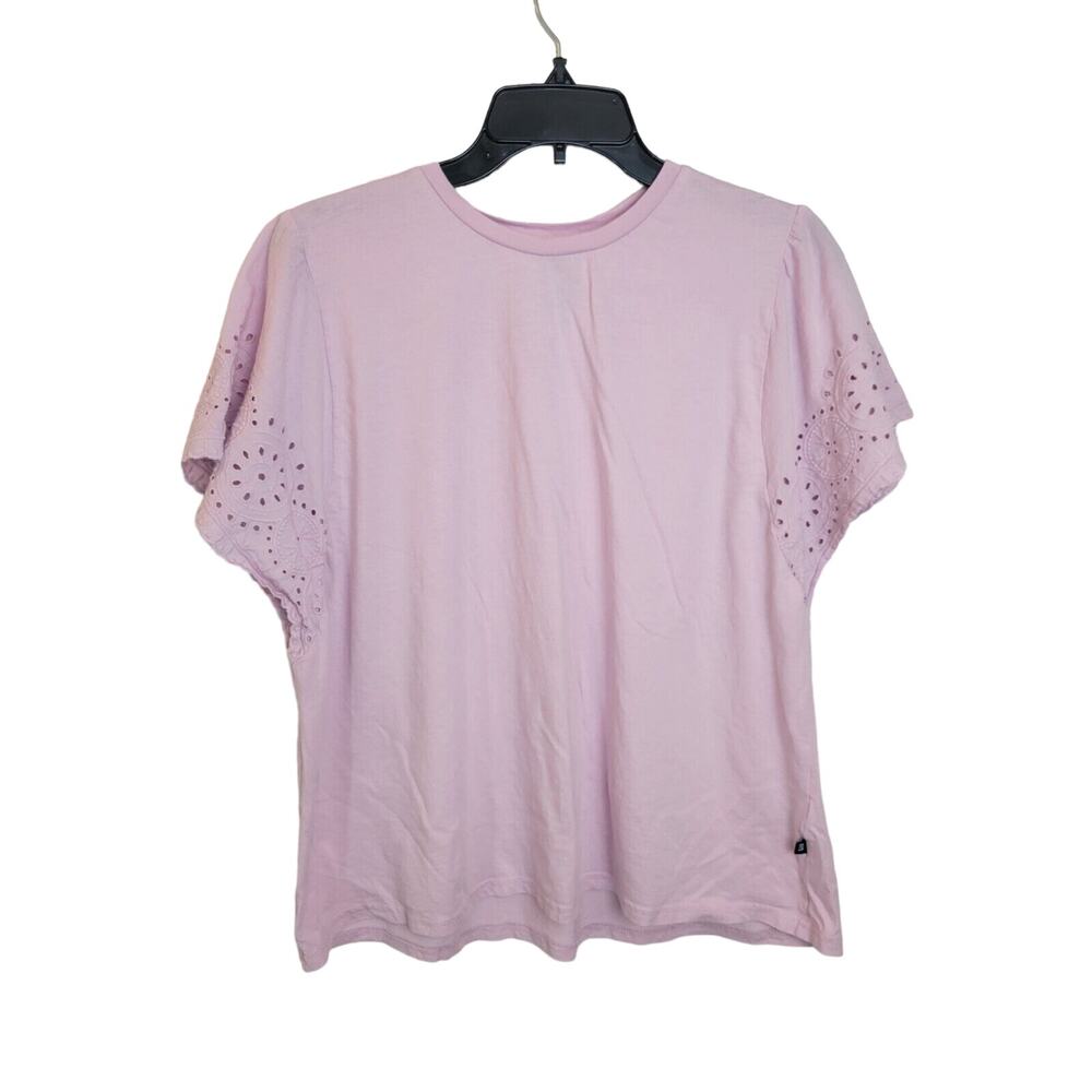 Gap Eyelet Top Pink y2k 90s Relaxed Fit flutter Sleeve Casual Women's Size 2XL‎